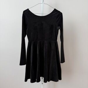 Tea Collection sz 14 Girls Black Velvet Long Sleeve‎ Skater Dress Dark Romantic